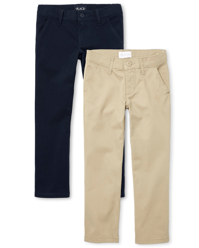 Girls Uniform Stretch Bootcut Chino Pants 2-Pack