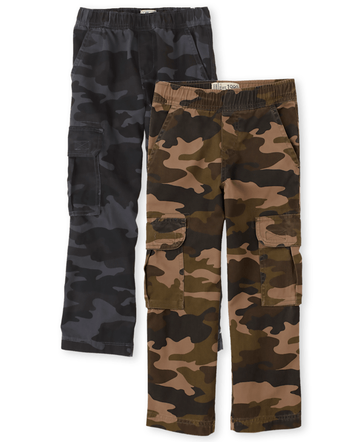 Boys Camo Pull On Cargo Pants 2-Pack