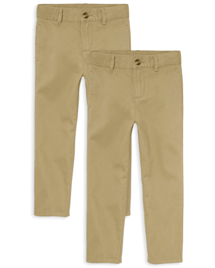 Boys Uniform Stretch Straight Chino Pants 2-Pack