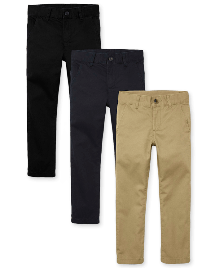 Boys Uniform Stretch Skinny Chino Pants 3-Pack
