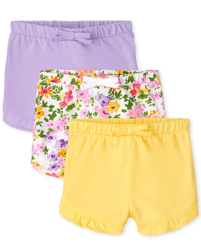 Baby Girls Floral Ruffle Shorts 3-Pack