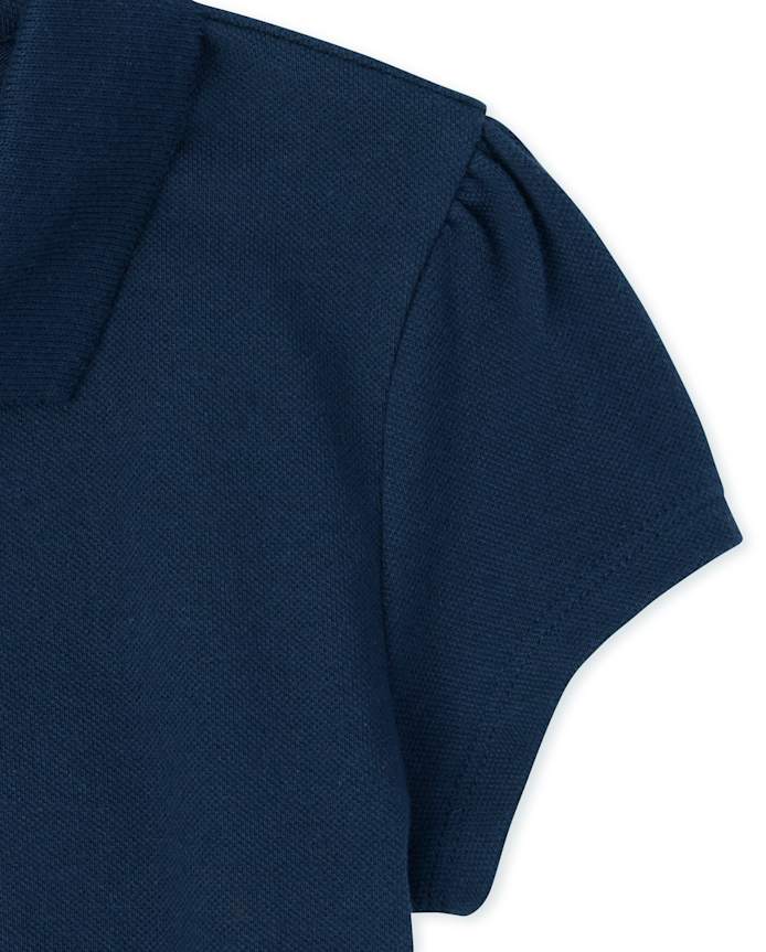 Lot de polos en piqué extensible doux à volants pour uniformes filles