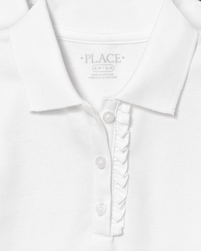 Lot de polos en piqué extensible doux à volants pour uniformes filles