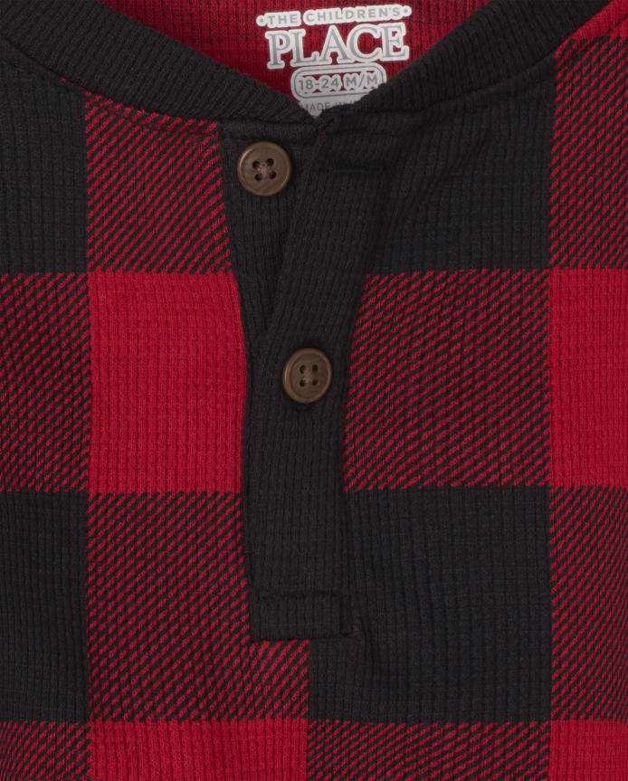 Baby And Toddler Boys Buffalo Plaid Thermal Henley Top
