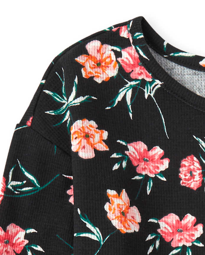 Girls Tie Front Thermal Top