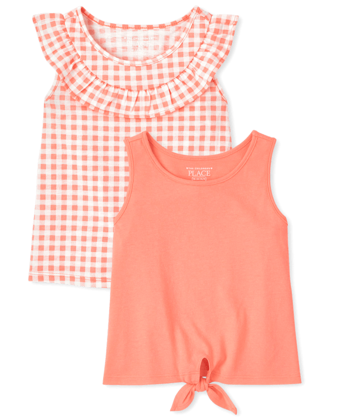 Toddler Girls Print Ruffle Tank Top 2-Pack