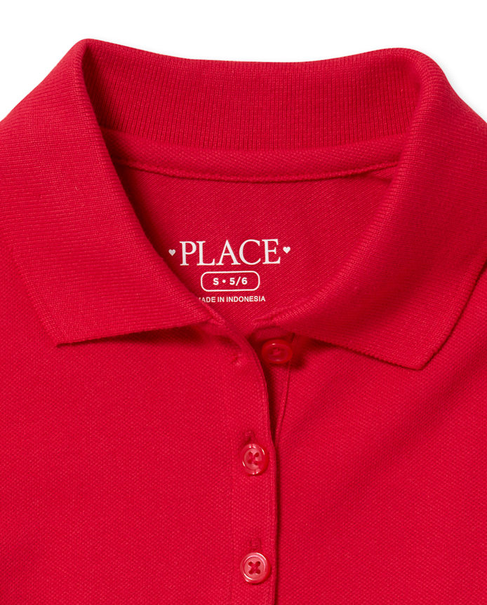 Girls Uniform Ruffle Soft Stretch Pique Polo -Pack