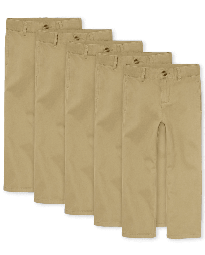 Lot de pantalons chino droits uniformes extensibles pour garçons