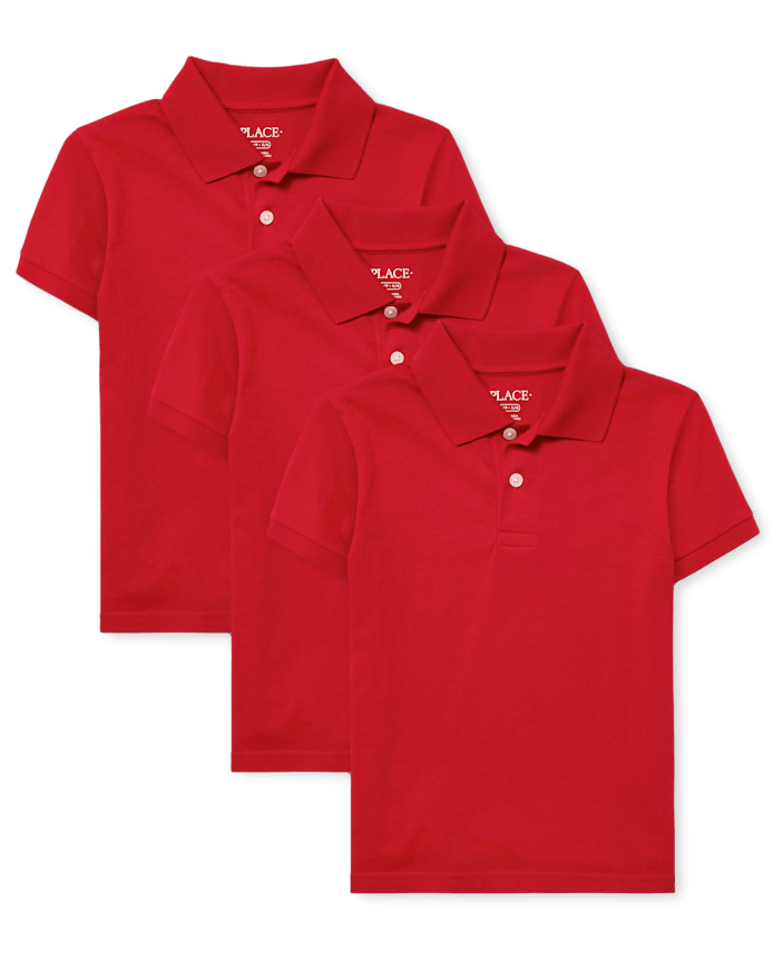 Boys Uniform Soft Jersey Polo 3-Pack