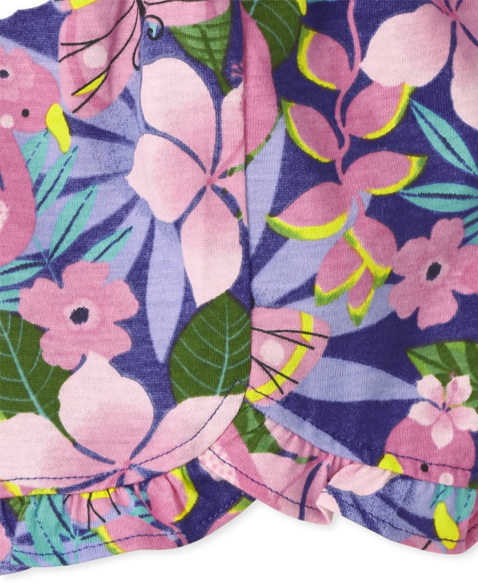 Lot de 2 shorts à volants et flamants roses pour bébé fille