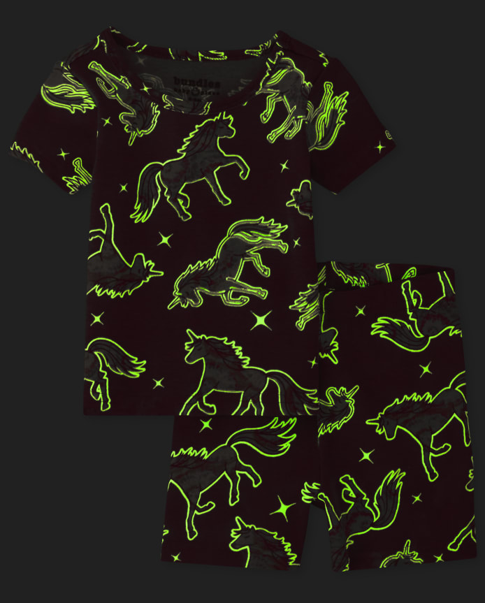 Baby And Toddler Girls Glow Unicorn Snug Fit Cotton Pajamas 2-Pack