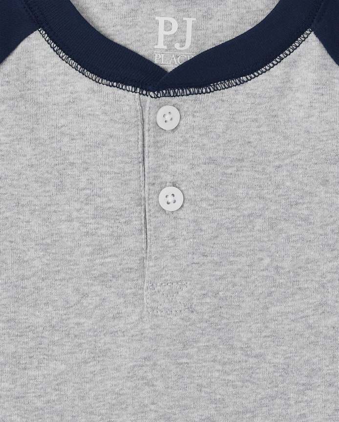 Boys Striped Henley Snug Fit Cotton Pajamas 2-Pack