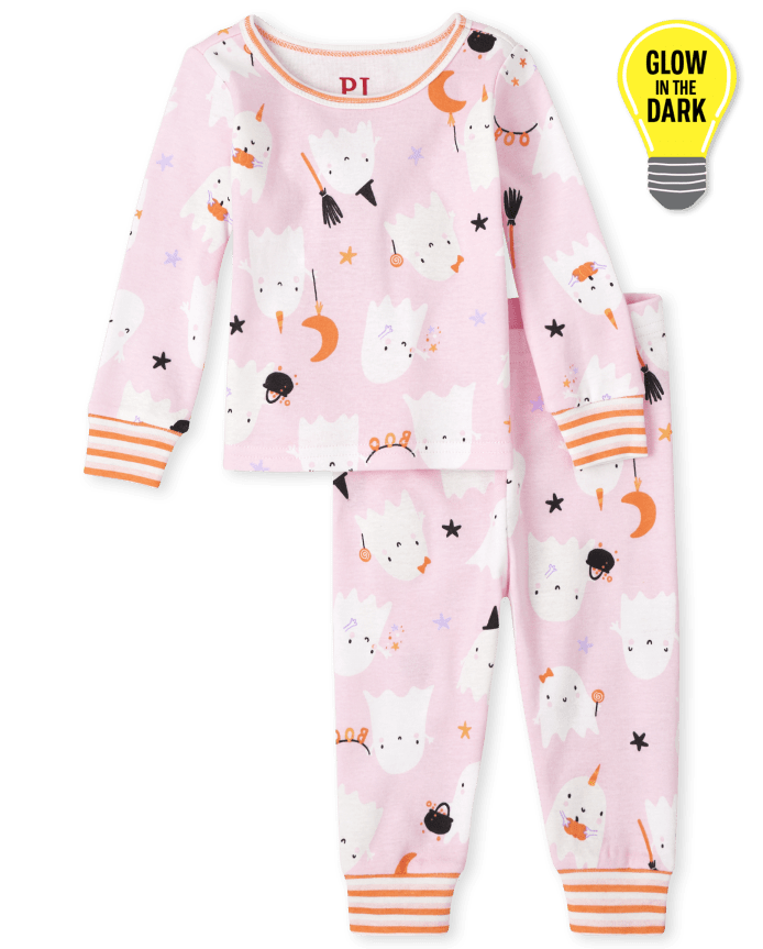 Baby And Toddler Girls Glow Fa-Boo-Lous Snug Fit Cotton Pajamas