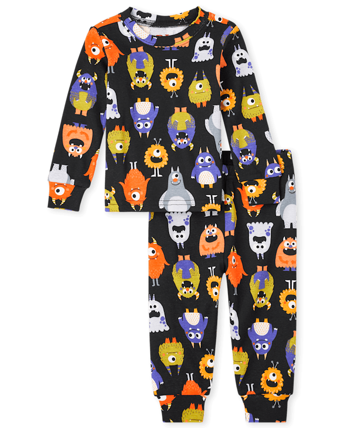 Pyjama unisexe en coton coupe ajustée Glow Monster Mashup pour bébé et tout-petit