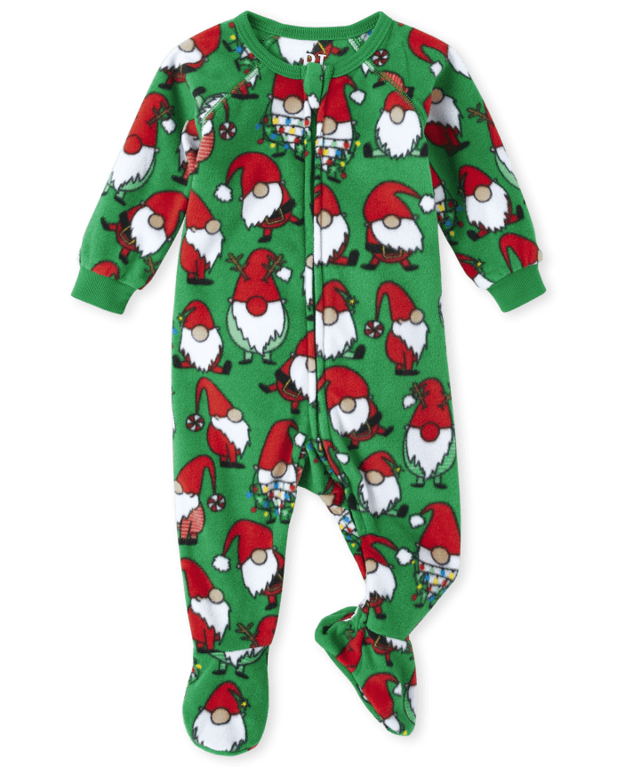 Baby And Toddler Matching Family Christmas Gnomies Fleece One Piece Pajamas