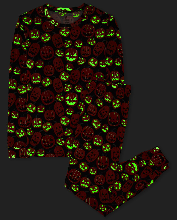 Adult Matching Family Glow Pumpkin Patch Cotton Pajamas