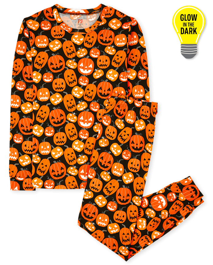 Adult Matching Family Glow Pumpkin Patch Cotton Pajamas