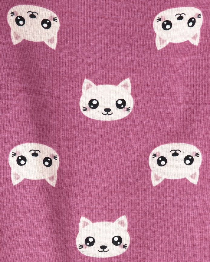 Girls Cat Leopard Snug Fit Cotton Pajamas 2-Pack