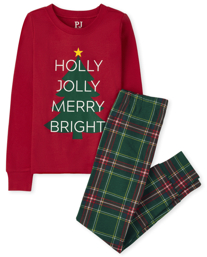 Kids Matching Family Holly Jolly Snug Fit Cotton Pajamas