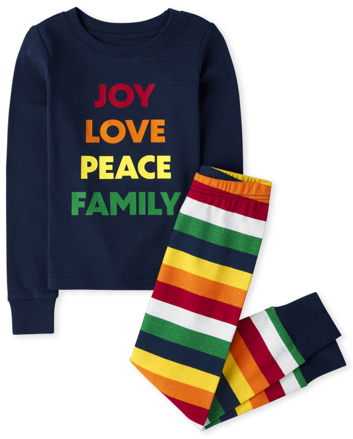 Kids Matching Family Peace Love Joy Snug Fit Cotton Pajamas
