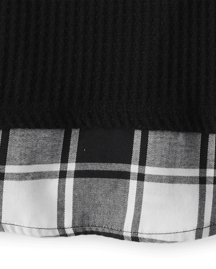 Girls Buffalo Plaid Snit 2 1 Sweater