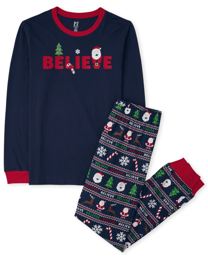 Adult Matching Family Believe Santa Cotton Pajamas