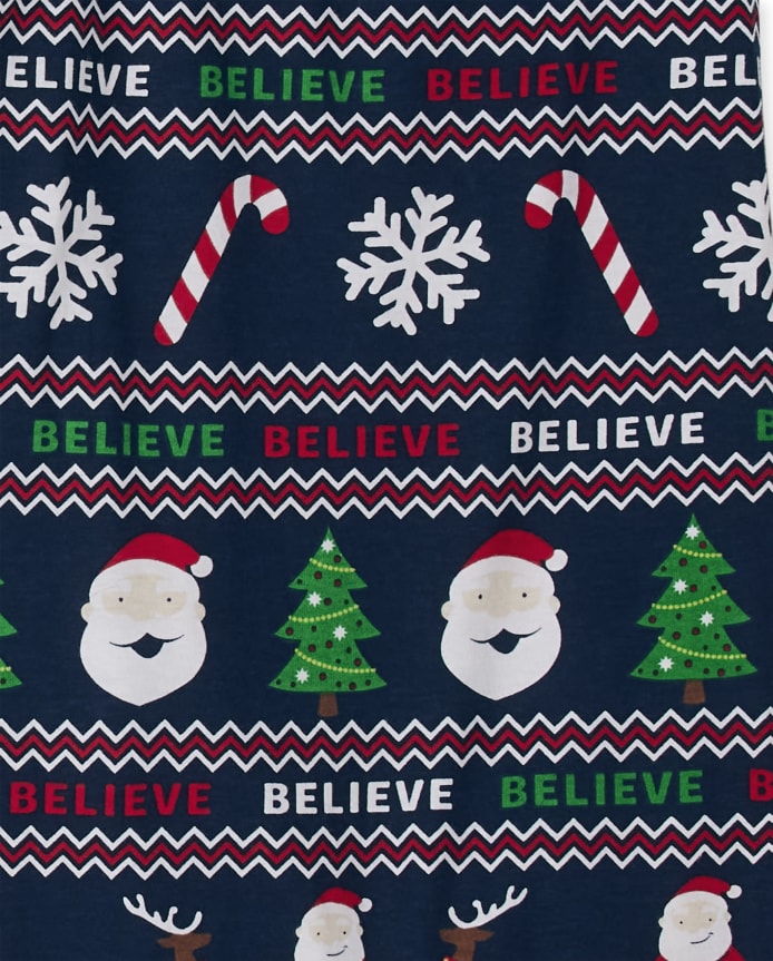 Baby And Toddler Matching Family Believe Santa Snug Fit Cotton Pajamas