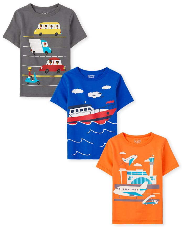 Toddler Boys Vehicle Graphic Tee 3-Pack
