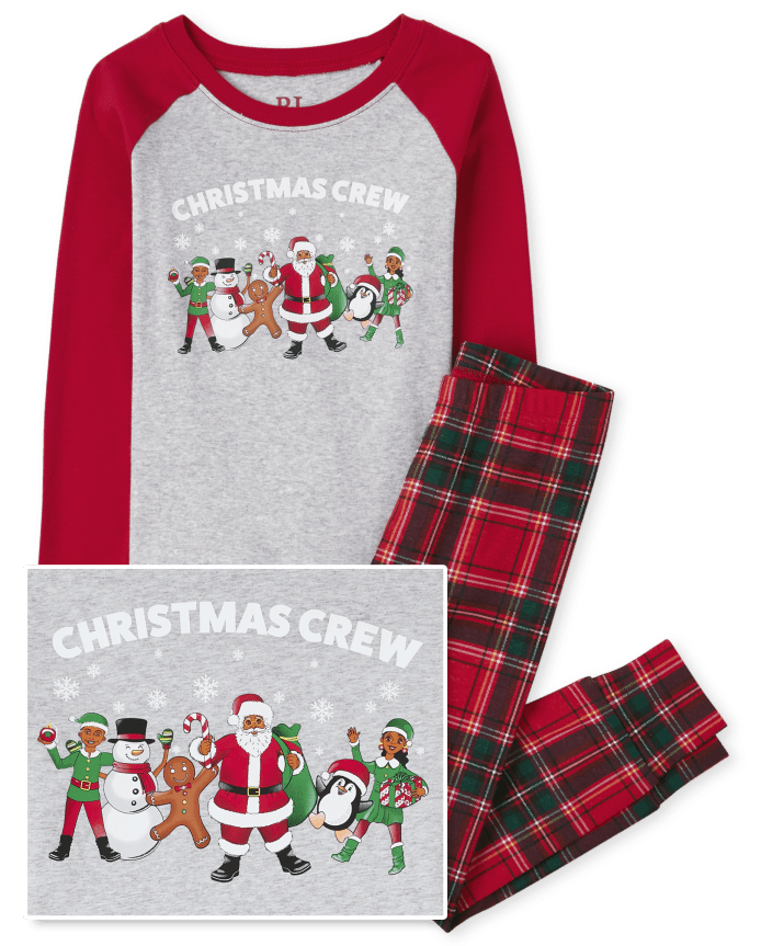Kids Matching Family Christmas Crew Plaid Snug Fit Cotton Pajamas