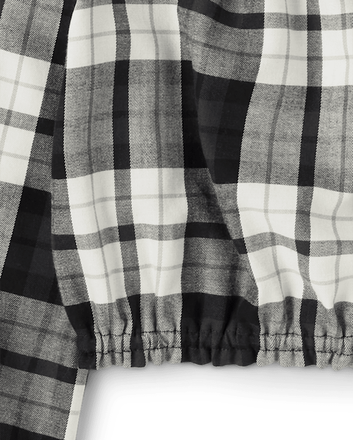 Girls Plaid Smocked Top