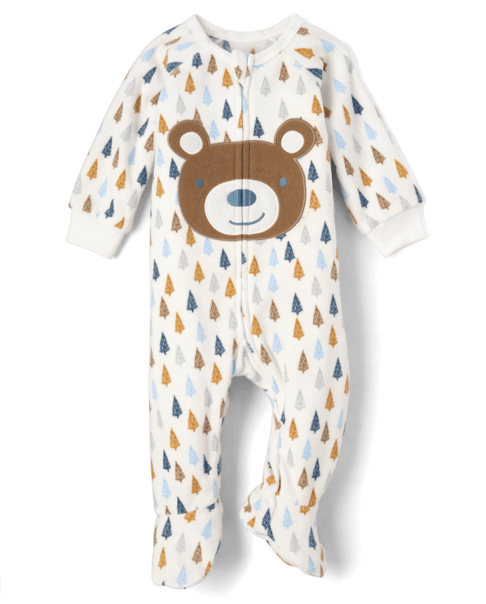 Baby And Toddler Bear Fleece One Piece Pajamas