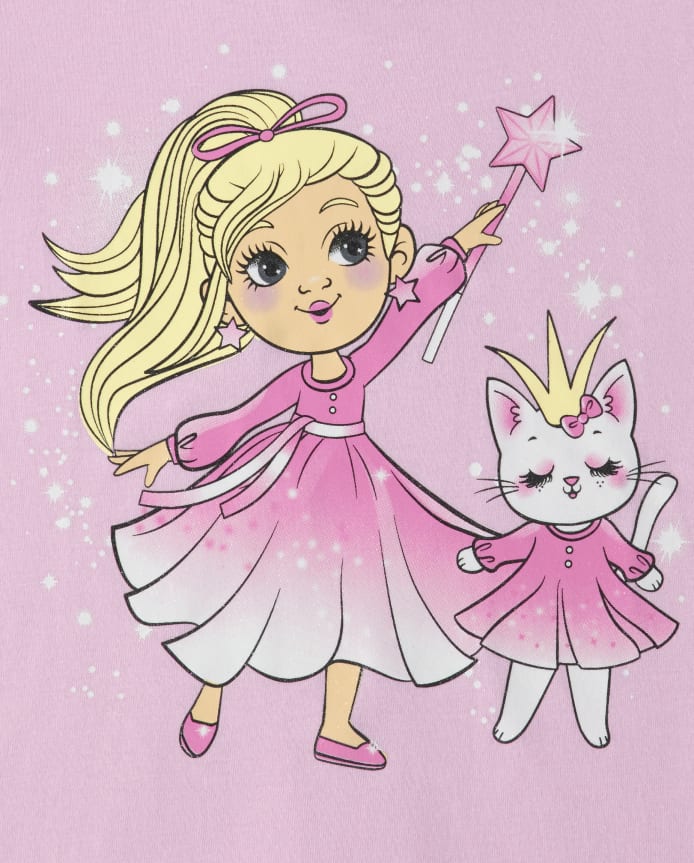Baby and Toddler Girls Princess Kitten Graphic Tee