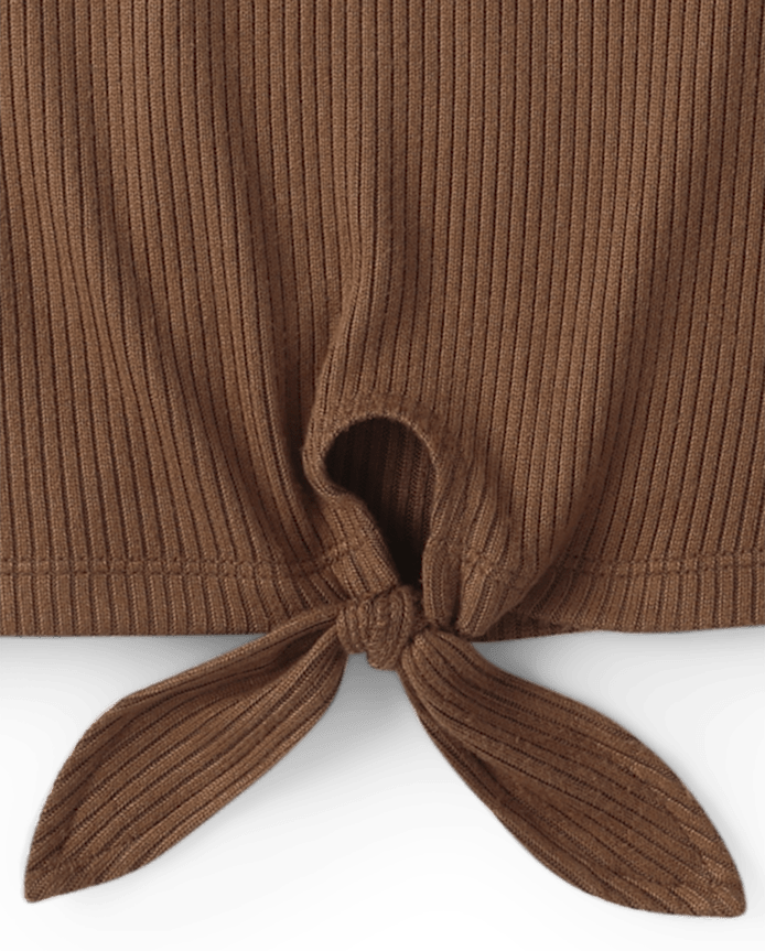 Girls Ribbed Tie Front Top
