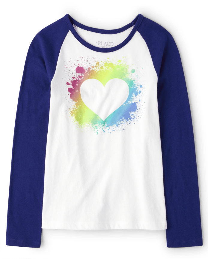 Girls Rainbow Heart Top