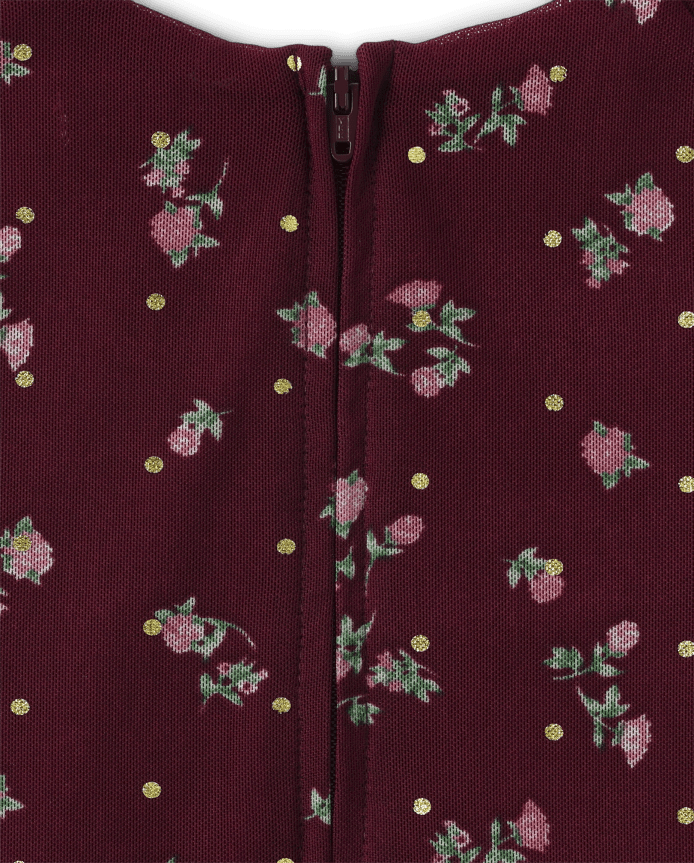 Girls Floral Mesh High Low Dress