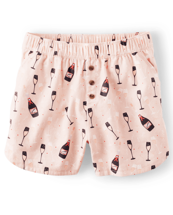 Womens Champagne Flannel Pajama Shorts