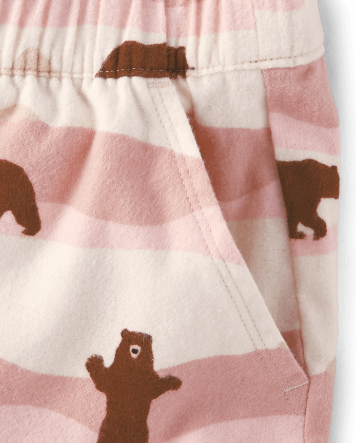 Womens Matching Family Bear Flannel Pajama Shorts