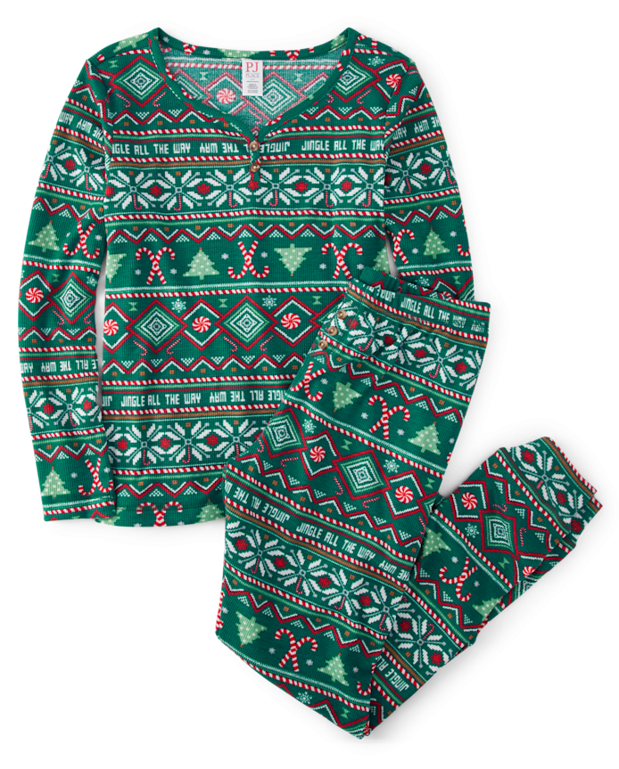 Womens Matching Family Fairisle Thermal Pajamas