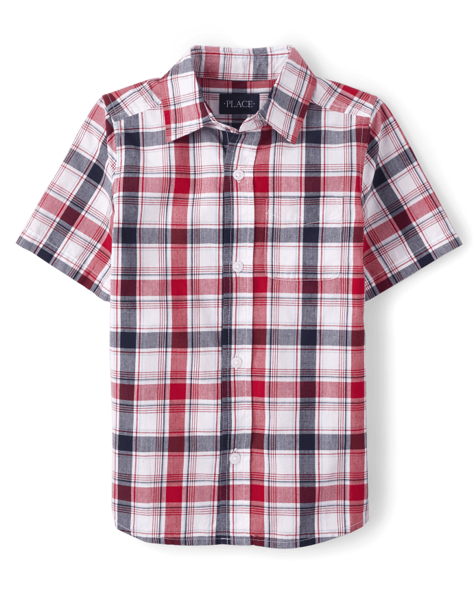 Boys Dad And Me Plaid Poplin Button Up Shirt
