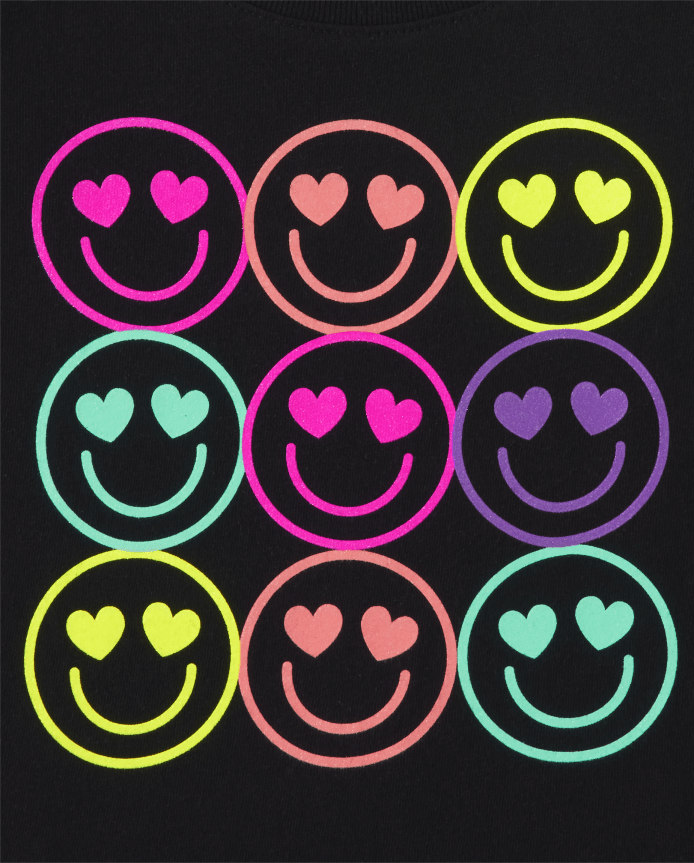 Baby And Toddler Girls Happy Face Graphic Tee
