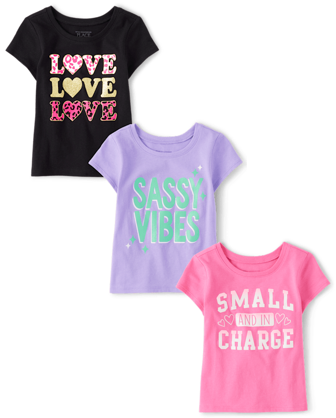 Baby And Toddler Girls Sassy Vibes Graphic Tee 3-Pack