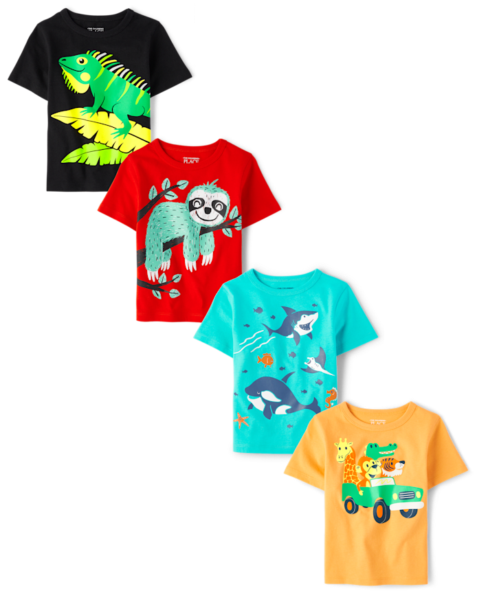Baby And Toddler Boys Animal Graphic Tee -Pack
