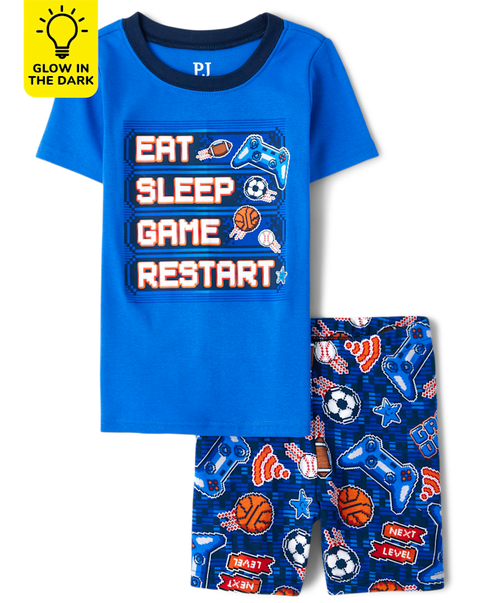 Boys Glow Gamer Snug Fit Cotton Pajamas