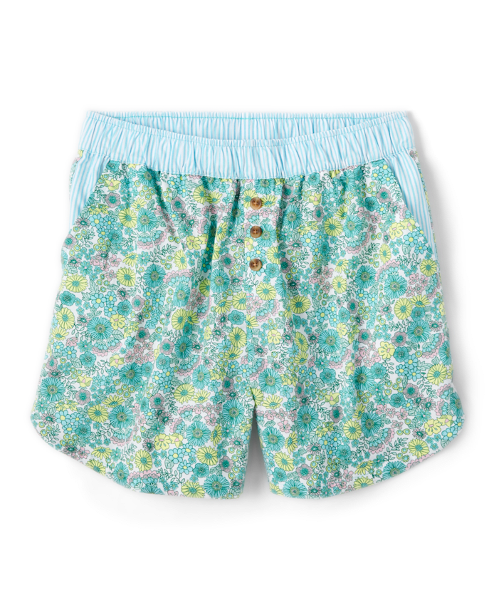 Womens Floral Poplin Pajama Shorts