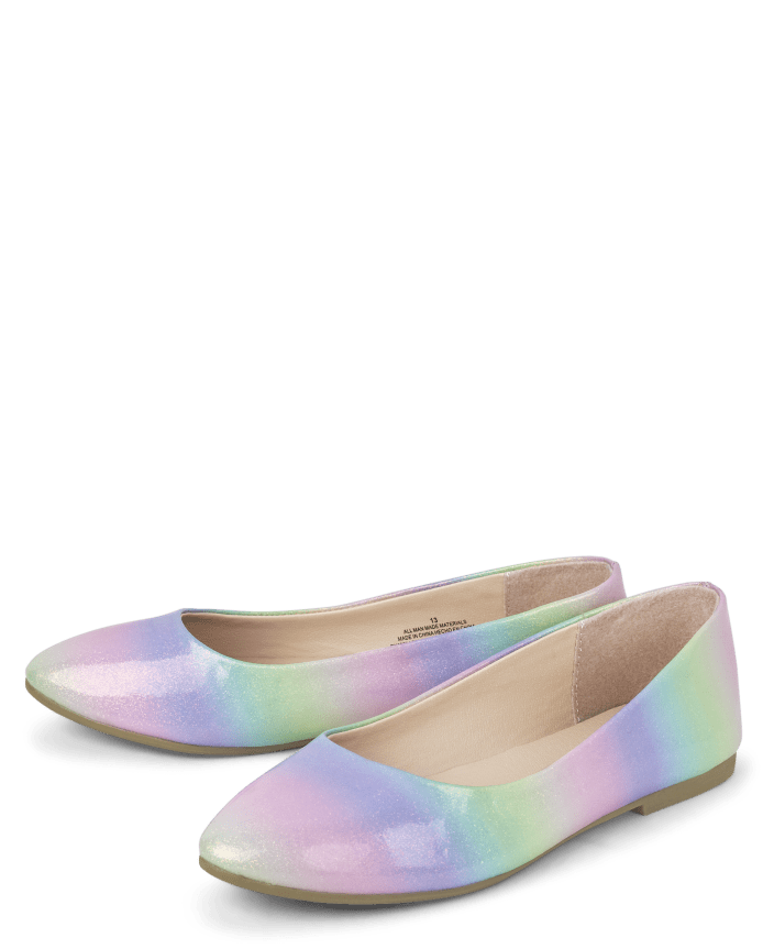 Girls Glitter Rainbow Ballet Flats