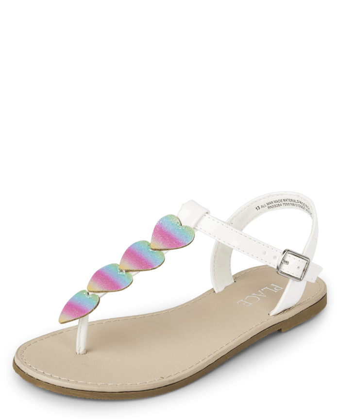 Girls Rainbow Heart Sandals