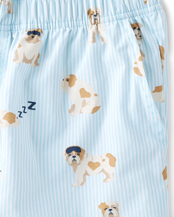 Mens Print Poplin Pajama Shorts