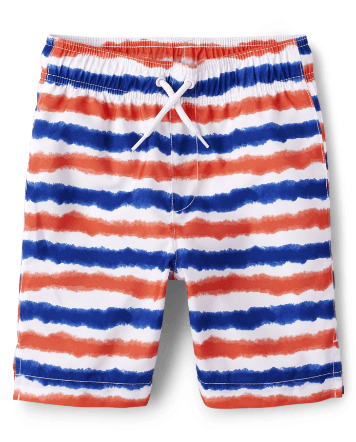 Boys Striped Swim Trunks