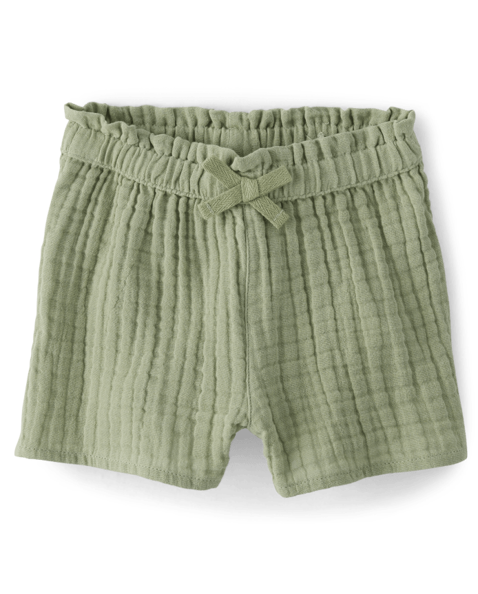 Baby And Toddler Girls Gauze Paperbag Waist Shorts