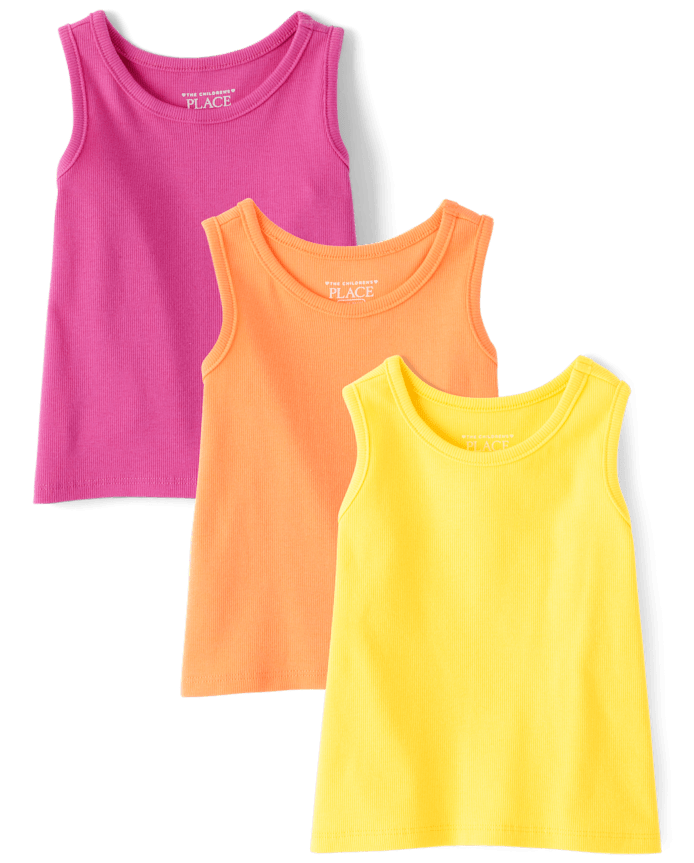 Toddler Girls Ribbed Tank Top 3-Pack